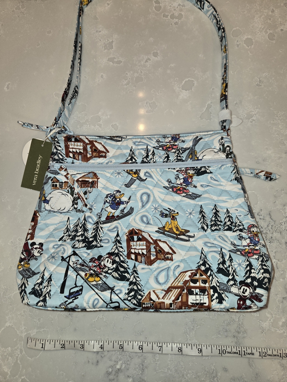 Vera Bradley Light Blue Disney Ski Print Quilted Shoulder Bag